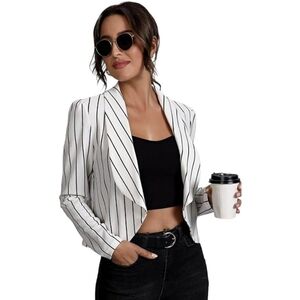SHEIN Black and White Striped Blazer